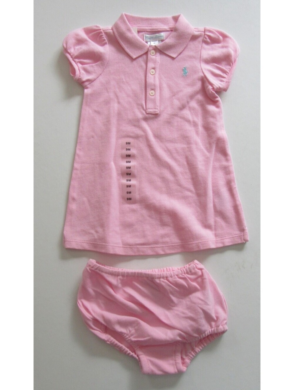 Ralph Lauren Polo Baby Girls 2 Pc Dress Pink with Blue Pony 9 Months NWT NEW